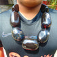 585 gr Big beads Necklace Indonesian dark red blue Amber for Healing NEC216