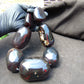 585 gr Big beads Necklace Indonesian dark red blue Amber for Healing NEC216