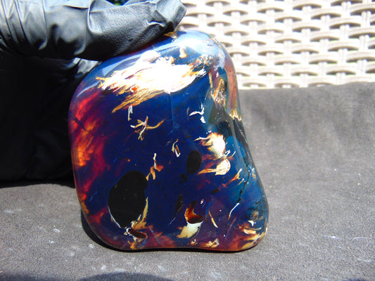 90 gram Slab polished Indonesian Sumatra Dark Blue Amber for Healing 25A190