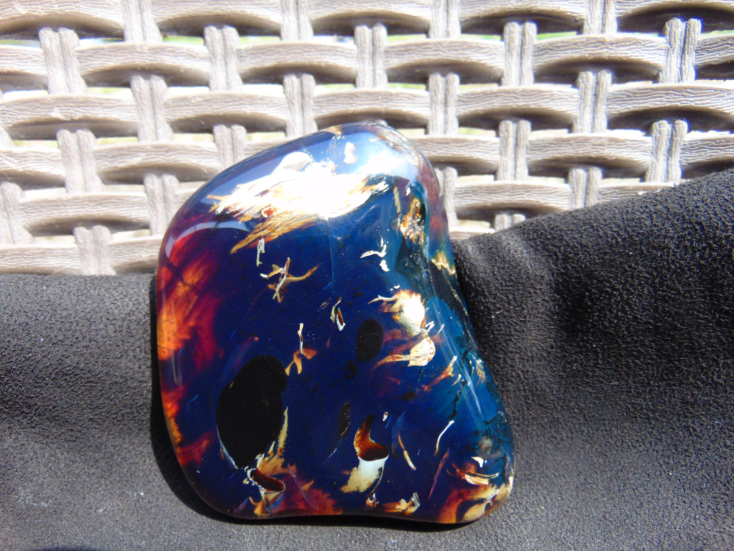 90 gram Slab polished Indonesian Sumatra Dark Blue Amber for Healing 25A190