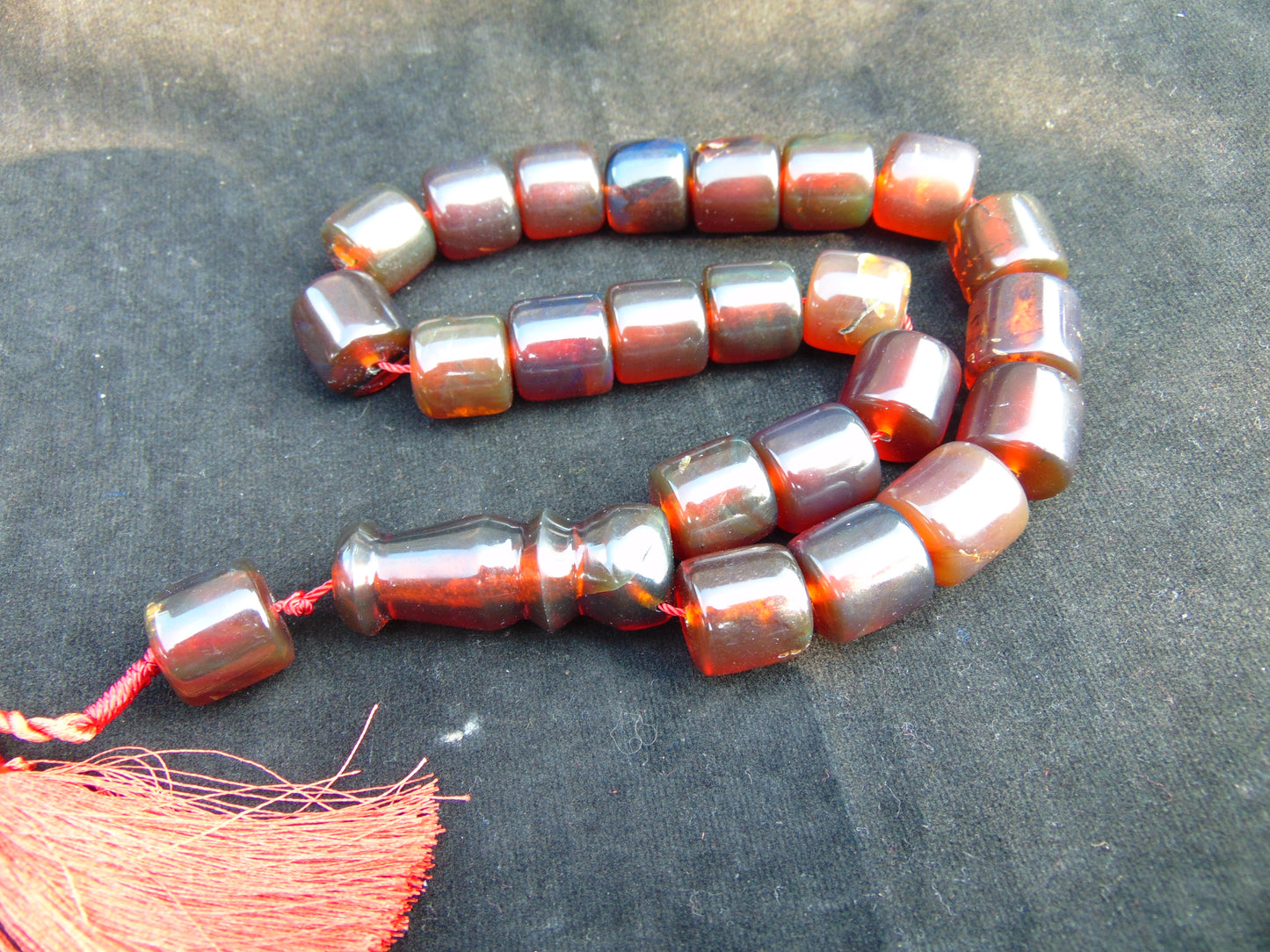 90 gr Komboloi Rosary 22+1 Beads 16x16 mm Indonesian crystal red Amber for Healing 26RF8