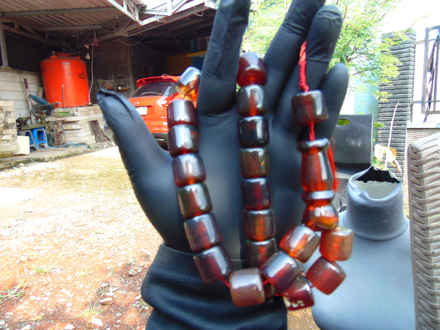 90 gr Komboloi Rosary 22+1 Beads 16x16 mm Indonesian crystal red Amber for Healing 26RF8