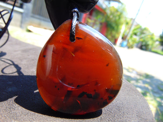 20 gr Pendant Indonesian Inclusion Cyratal Red Amber for Healing PDY536