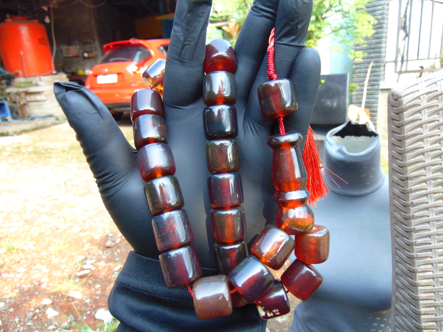 90 gr Komboloi Rosary 22+1 Beads 16x16 mm Indonesian crystal red Amber for Healing 26RF8