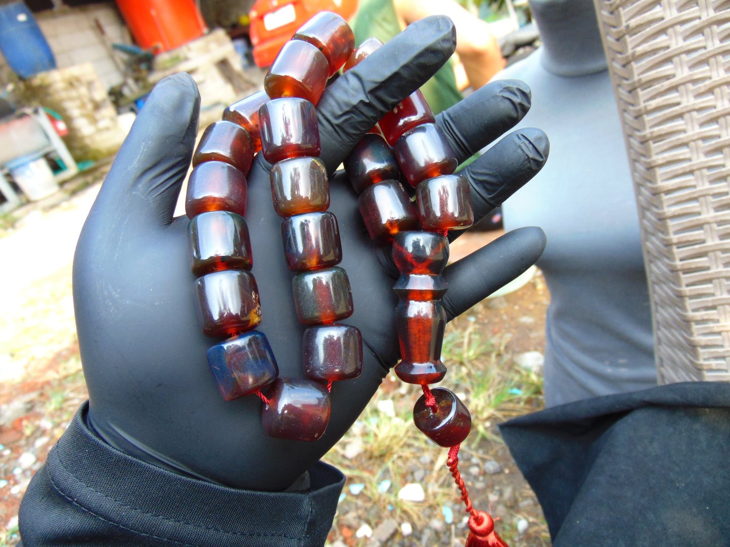 90 gr Komboloi Rosary 22+1 Beads 16x16 mm Indonesian crystal red Amber for Healing 26RF8