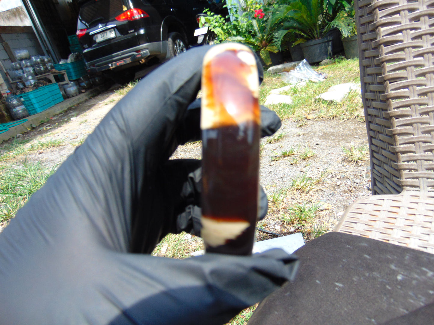 80 gram Round Flat 76x16 mm Indonesia Blue Brown Amber for Healing ML52