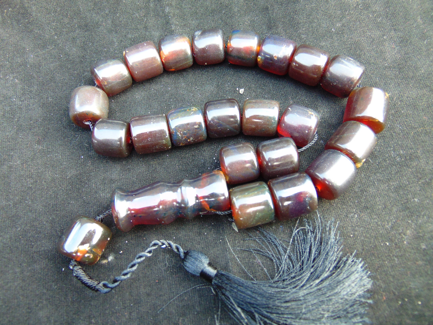 92 gr Komboloi Rosary 22+1 Beads 16x16 mm Indonesian Cherry Red Amber for Healing 26RF3