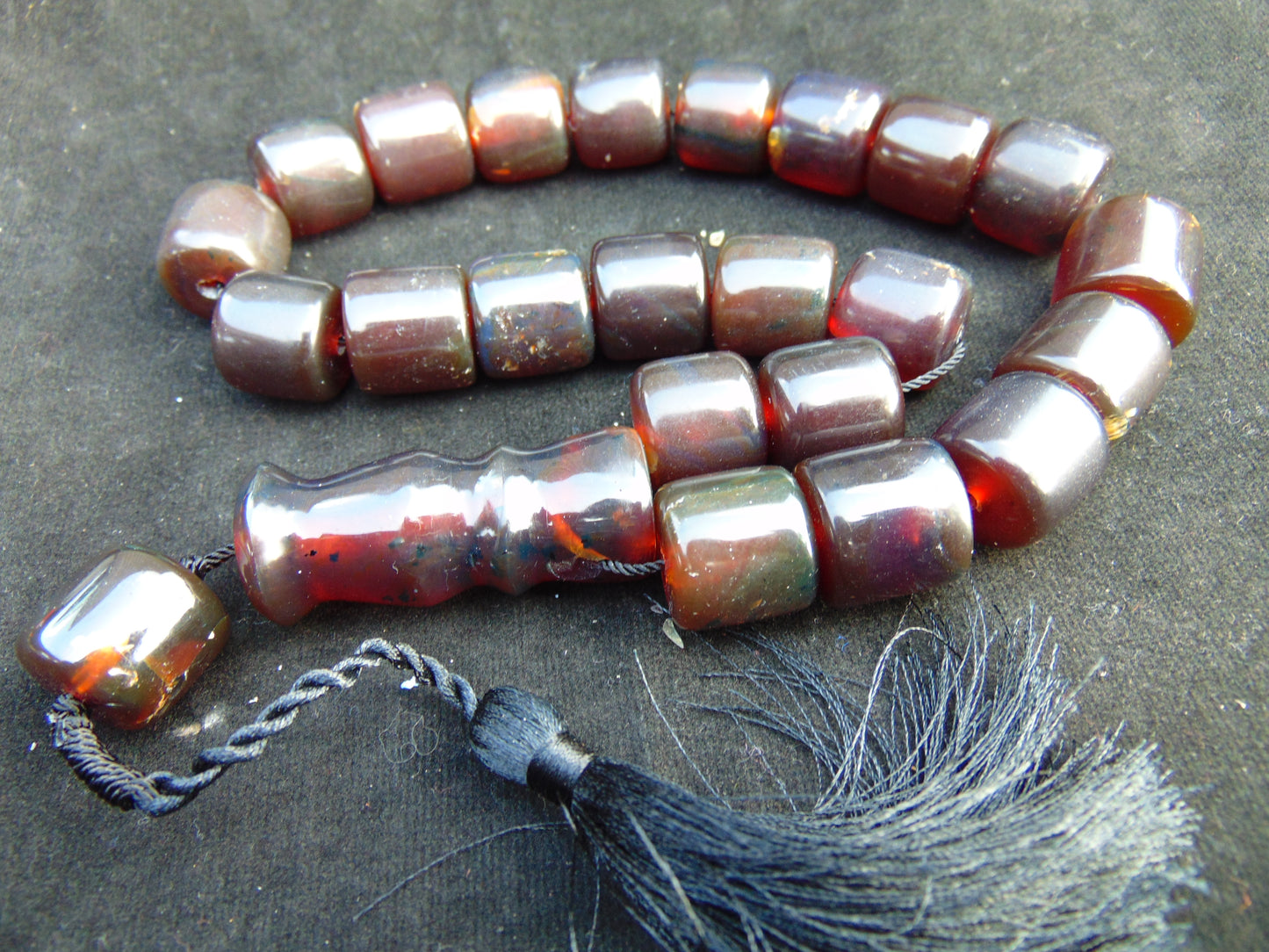 92 gr Komboloi Rosary 22+1 Beads 16x16 mm Indonesian Cherry Red Amber for Healing 26RF3
