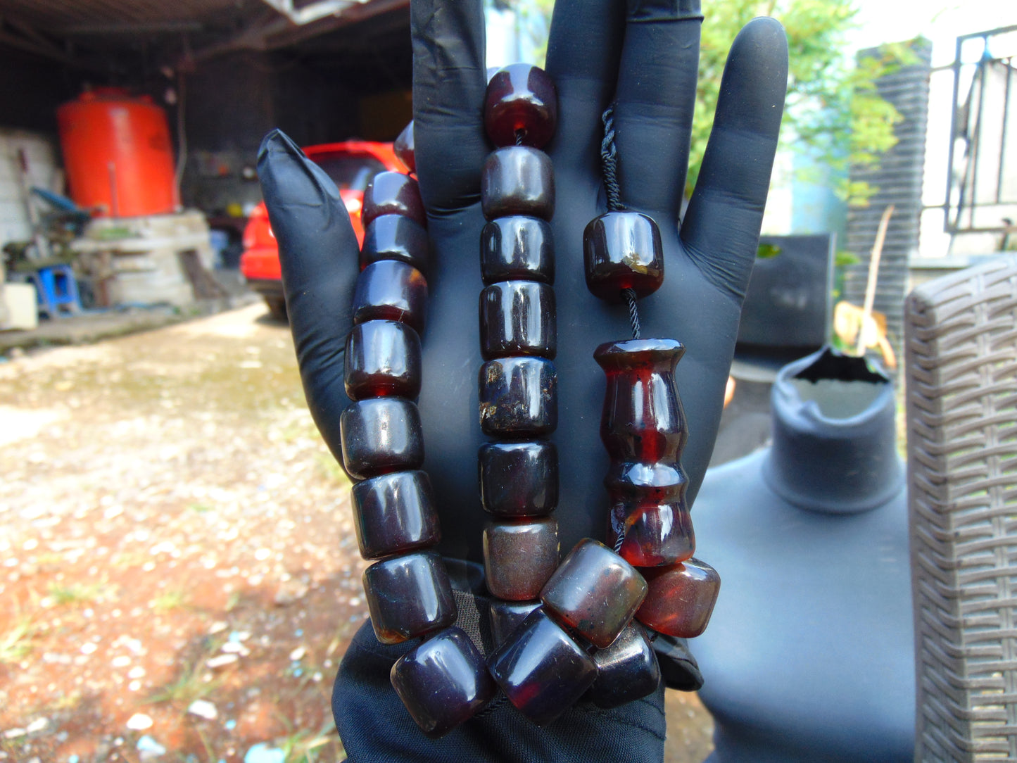 92 gr Komboloi Rosary 22+1 Beads 16x16 mm Indonesian Cherry Red Amber for Healing 26RF3