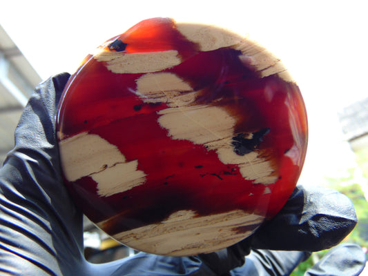 80 gram Round Flat 76x16 mm Indonesia Blue Brown Amber for Healing ML52