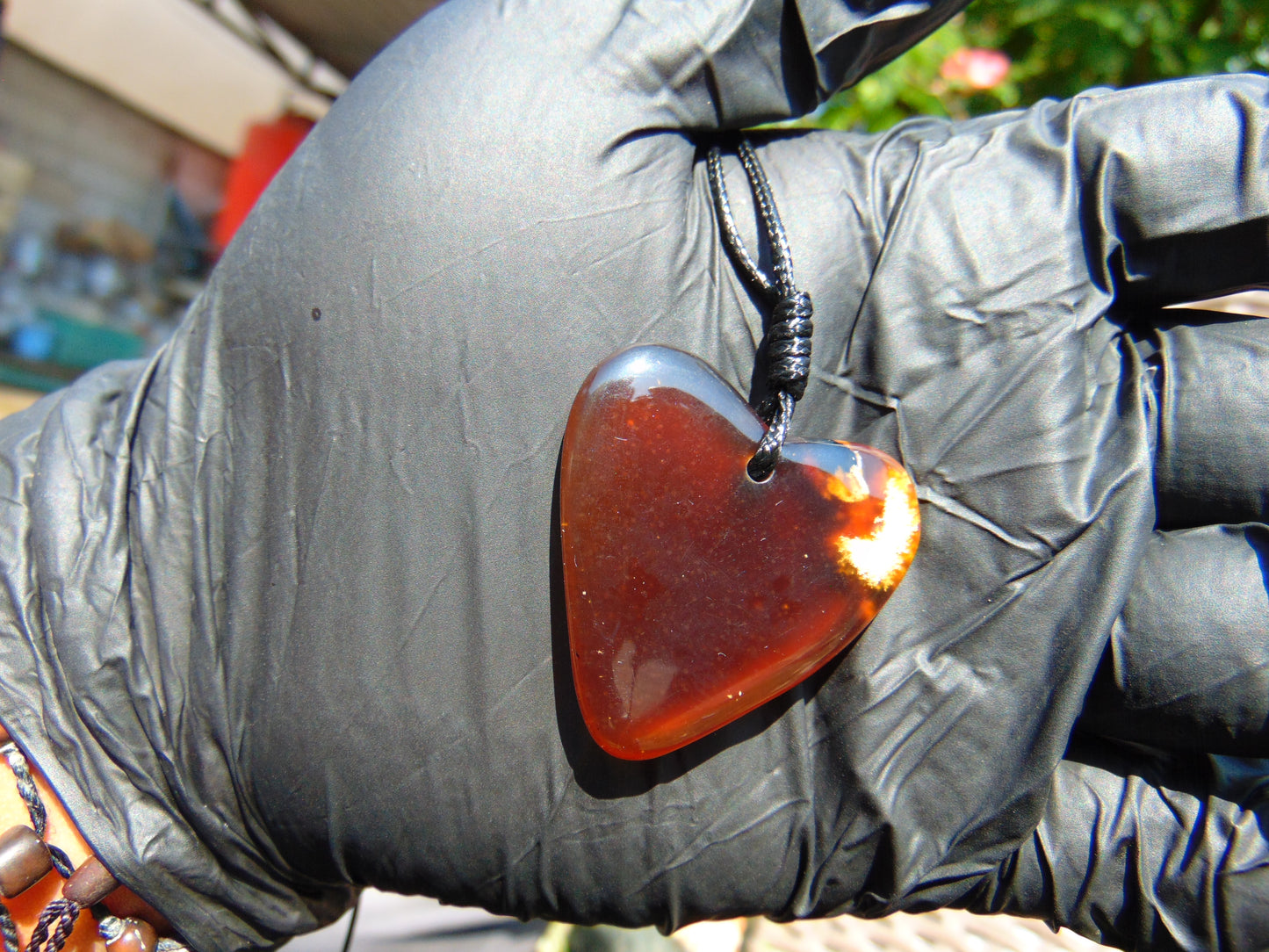 4 gr Heart Pendant Indonesian Red  Amber for Healing 25N240