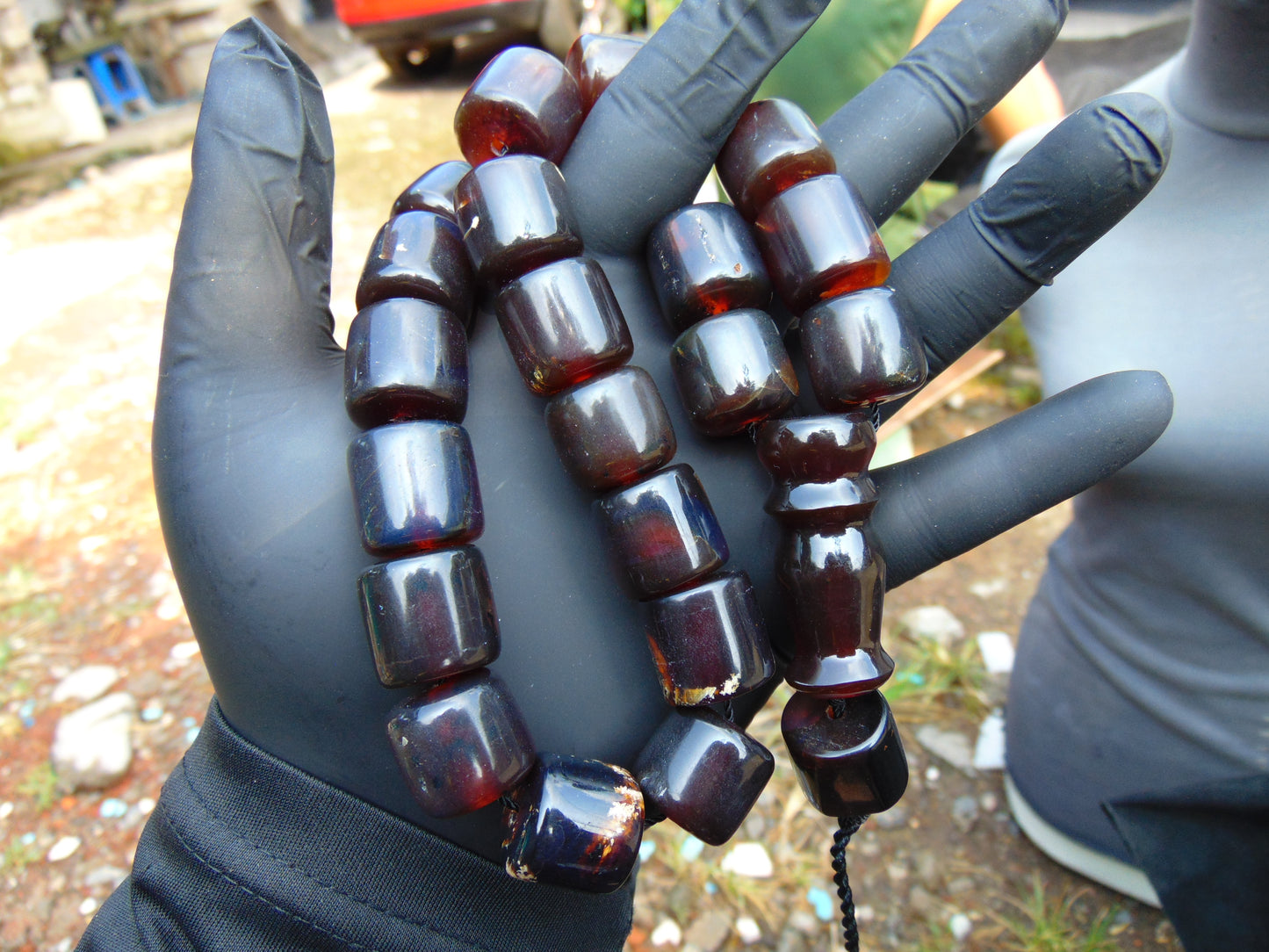 88 gr Komboloi Rosary 22+1 Beads 16x16 mm Indonesian dark red Amber for Healing 26RF5