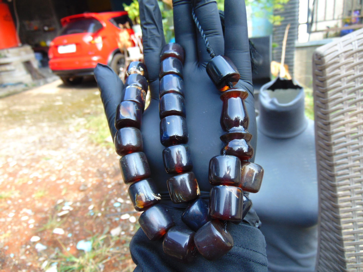 88 gr Komboloi Rosary 22+1 Beads 16x16 mm Indonesian dark red Amber for Healing 26RF5