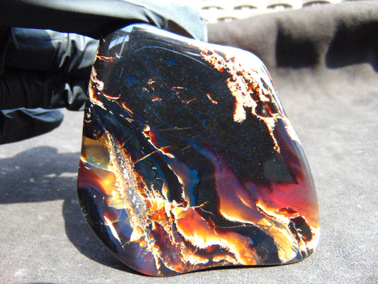 89 gram Slab polished Indonesian Sumatra Zebra Blue Amber for Healing 25N150