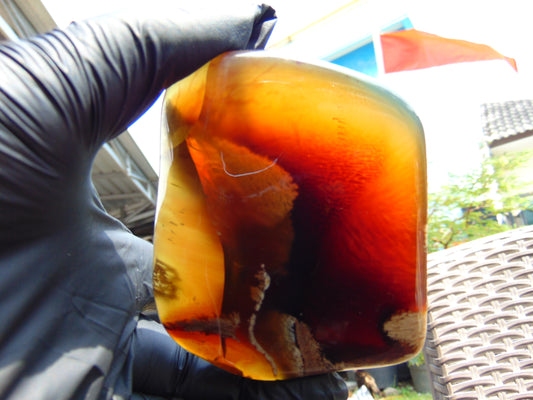 62 gram Slab polished Indonesian Sumatra Yellow Red Amber for Healing 25N141