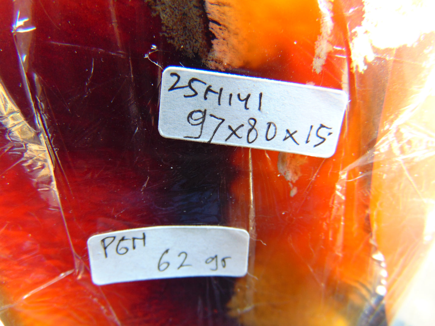 62 gram Slab polished Indonesian Sumatra Yellow Red Amber for Healing 25N141
