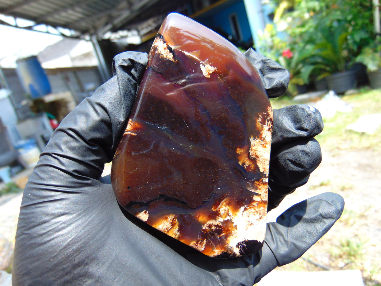 72 gram Slab polished Indonesian Sumatra Dark Blue Amber for Healing 25A189