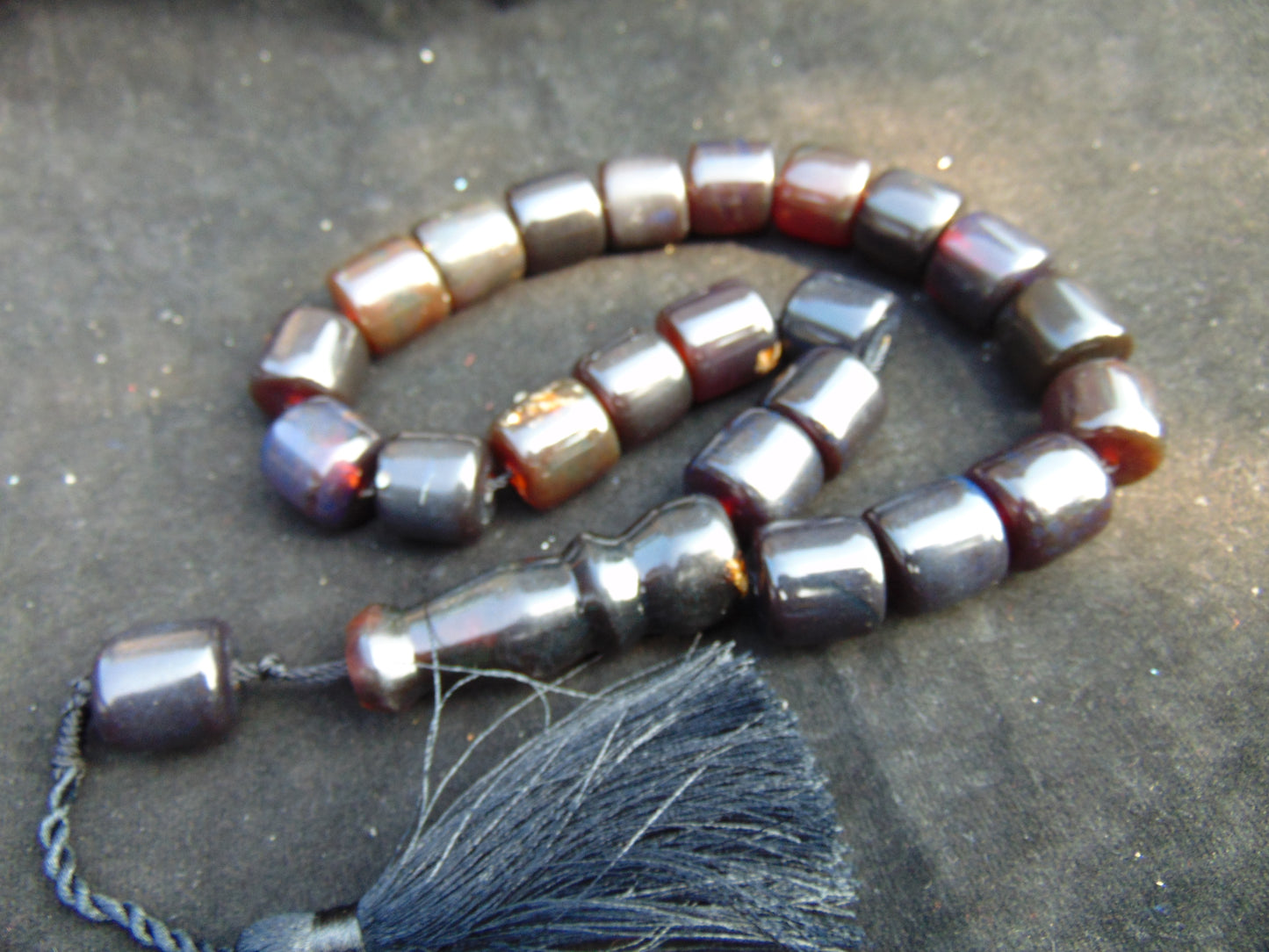 91 gr Komboloi Rosary 22+1 Beads 16x16 mm Indonesian Dark Amber for Healing 26RF9