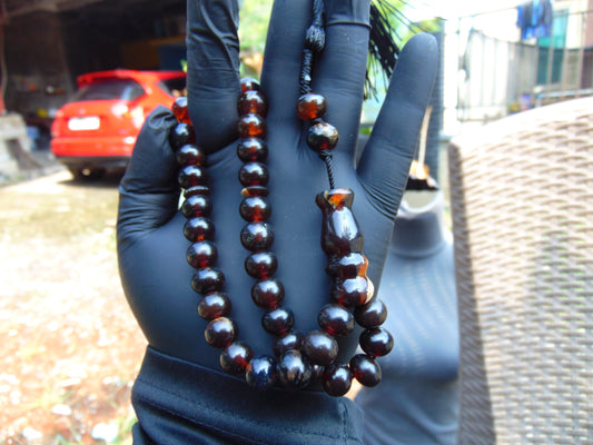 26 gr Hand Tasbih 33+2 Beads 10 mm Indonesian Red Amber for Healing 26RF15
