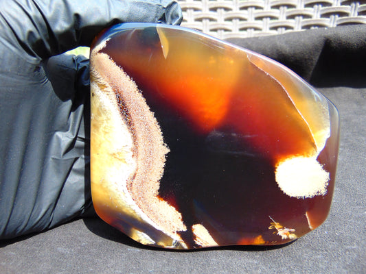 136 gram Slab polished Indonesian Sumatra Yellow Red Amber for Healing 25A203