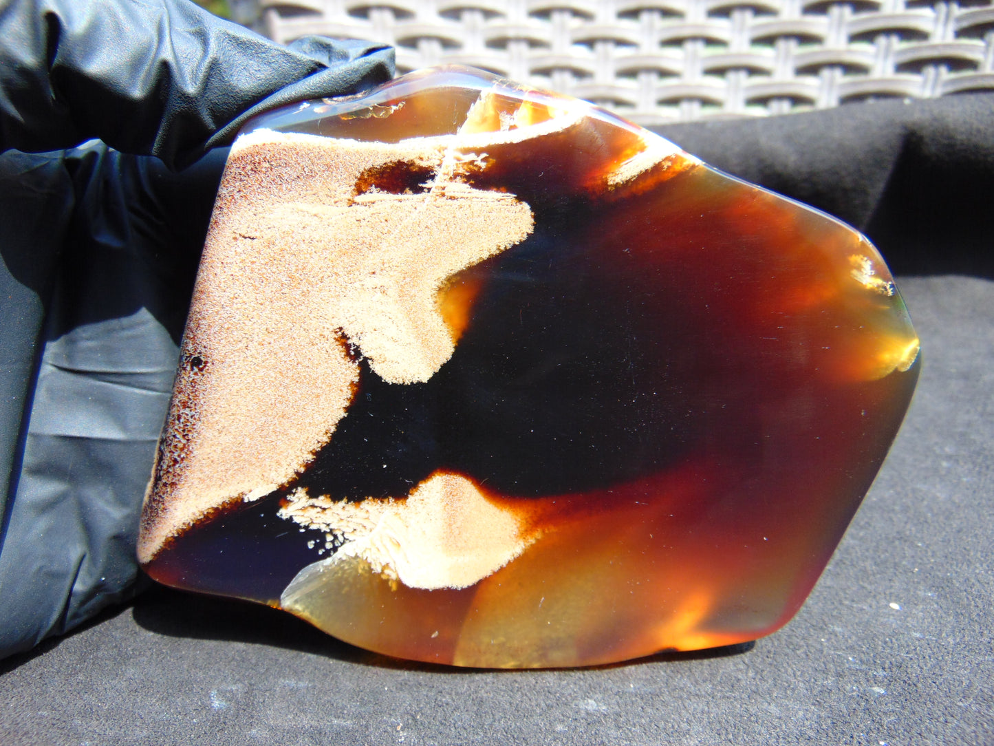 136 gram Slab polished Indonesian Sumatra Yellow Red Amber for Healing 25A203