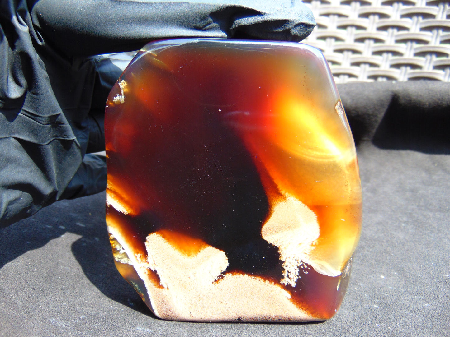 136 gram Slab polished Indonesian Sumatra Yellow Red Amber for Healing 25A203