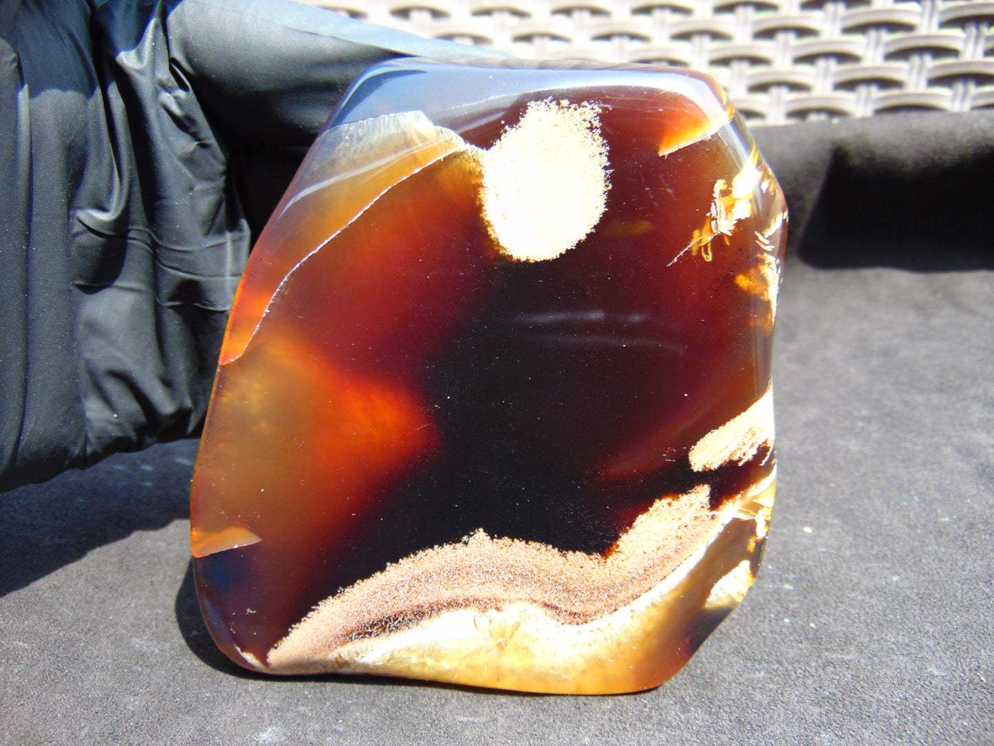 136 gram Slab polished Indonesian Sumatra Yellow Red Amber for Healing 25A203