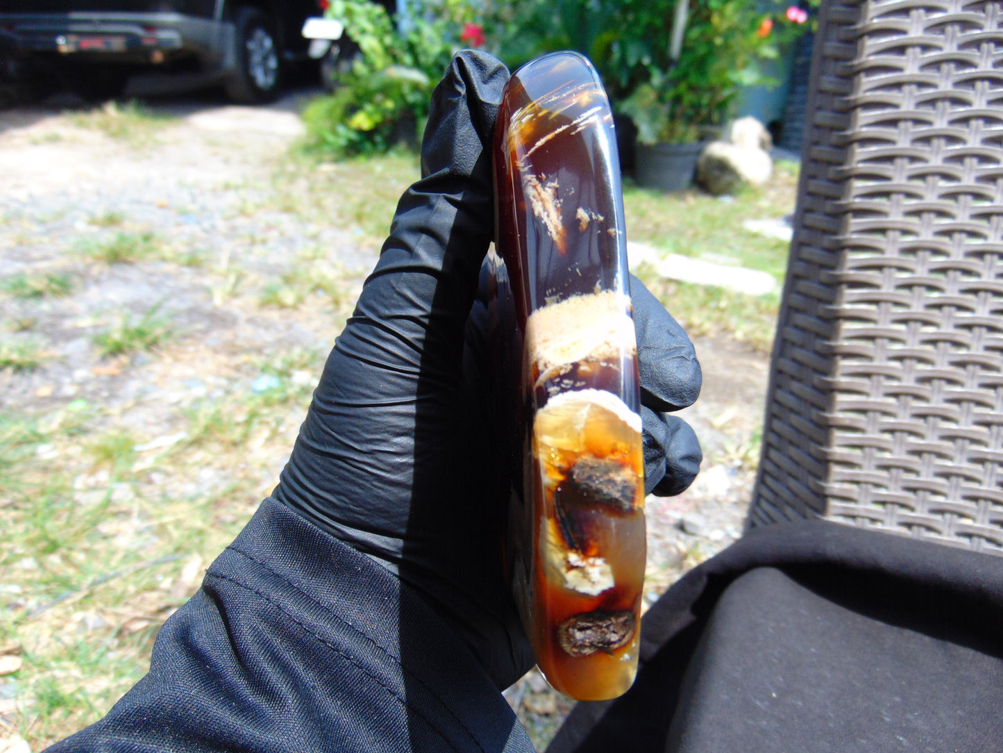 136 gram Slab polished Indonesian Sumatra Yellow Red Amber for Healing 25A203