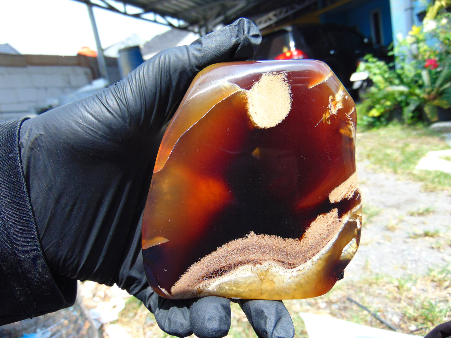 136 gram Slab polished Indonesian Sumatra Yellow Red Amber for Healing 25A203