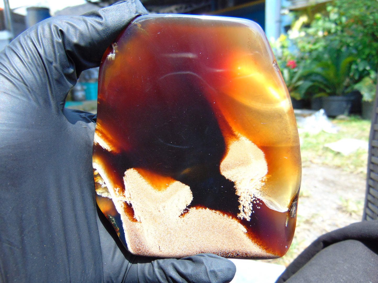 136 gram Slab polished Indonesian Sumatra Yellow Red Amber for Healing 25A203