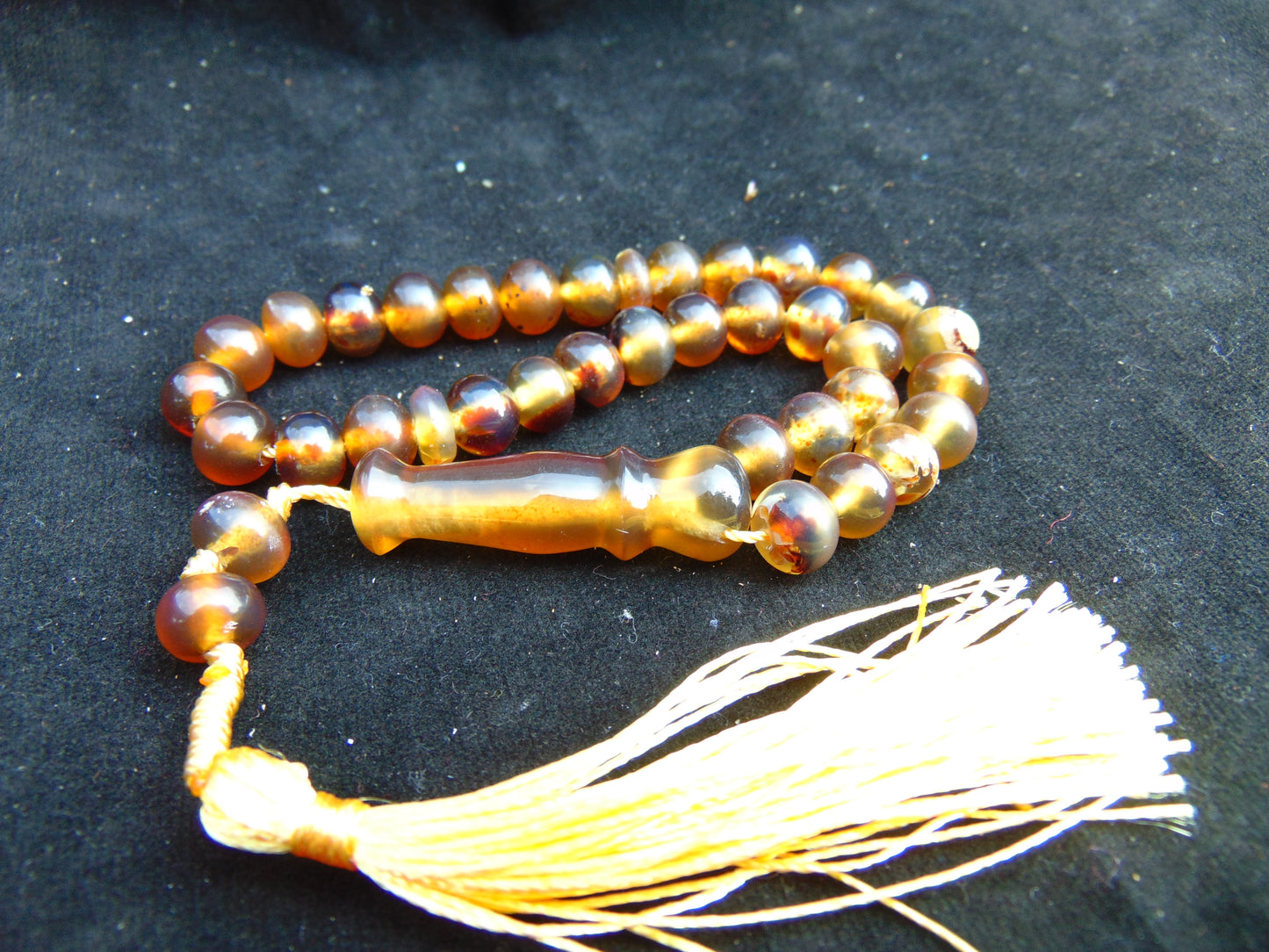 18 gr Hand Tasbih 33+2 Beads 10 mm Indonesian yellow blue Amber for Healing 26RF18