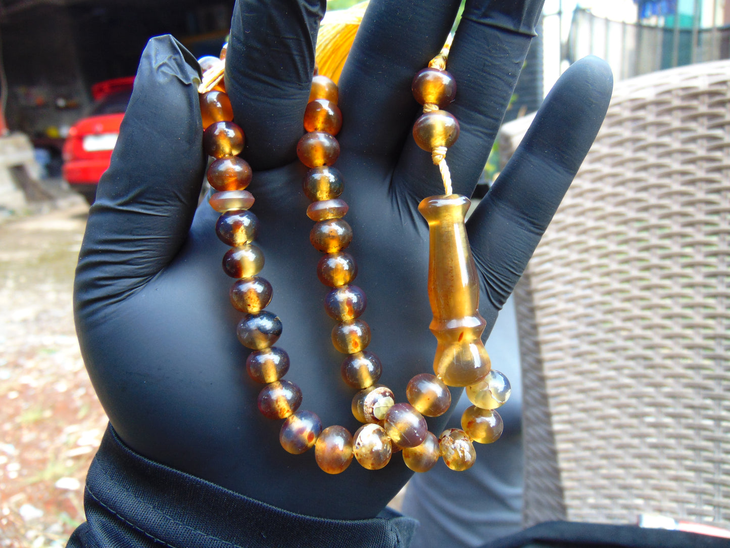 18 gr Hand Tasbih 33+2 Beads 10 mm Indonesian yellow blue Amber for Healing 26RF18