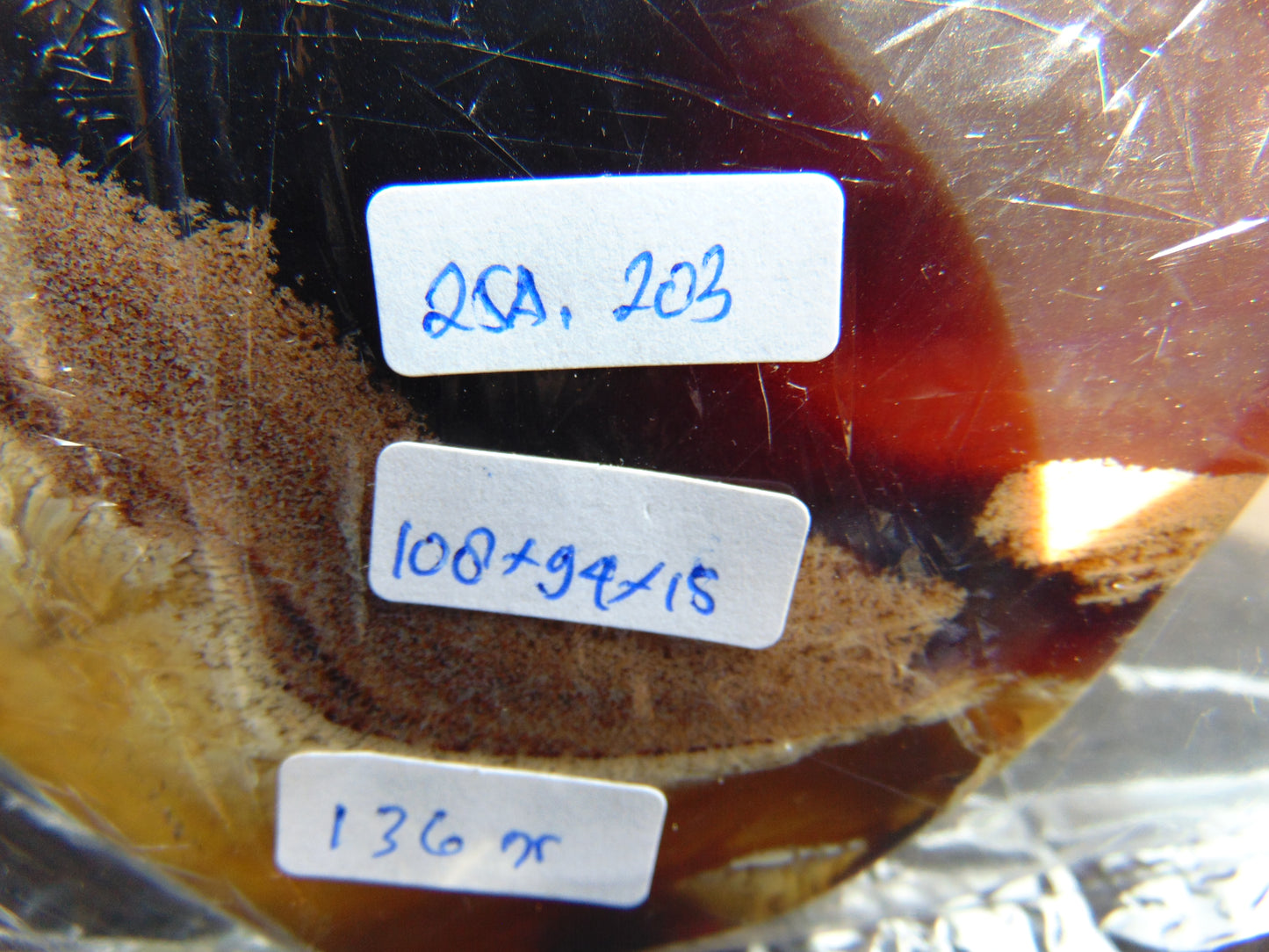 136 gram Slab polished Indonesian Sumatra Yellow Red Amber for Healing 25A203
