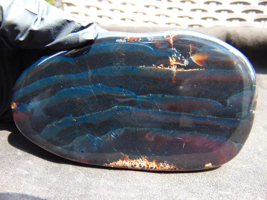 119 gram Slab polished Indonesian Sumatra Dark Blue Amber for Healing 25N153
