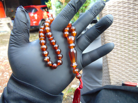 15 gr Hand Tasbih 33+2 Beads 10 mm Indonesian Red Amber for Healing 26RF21