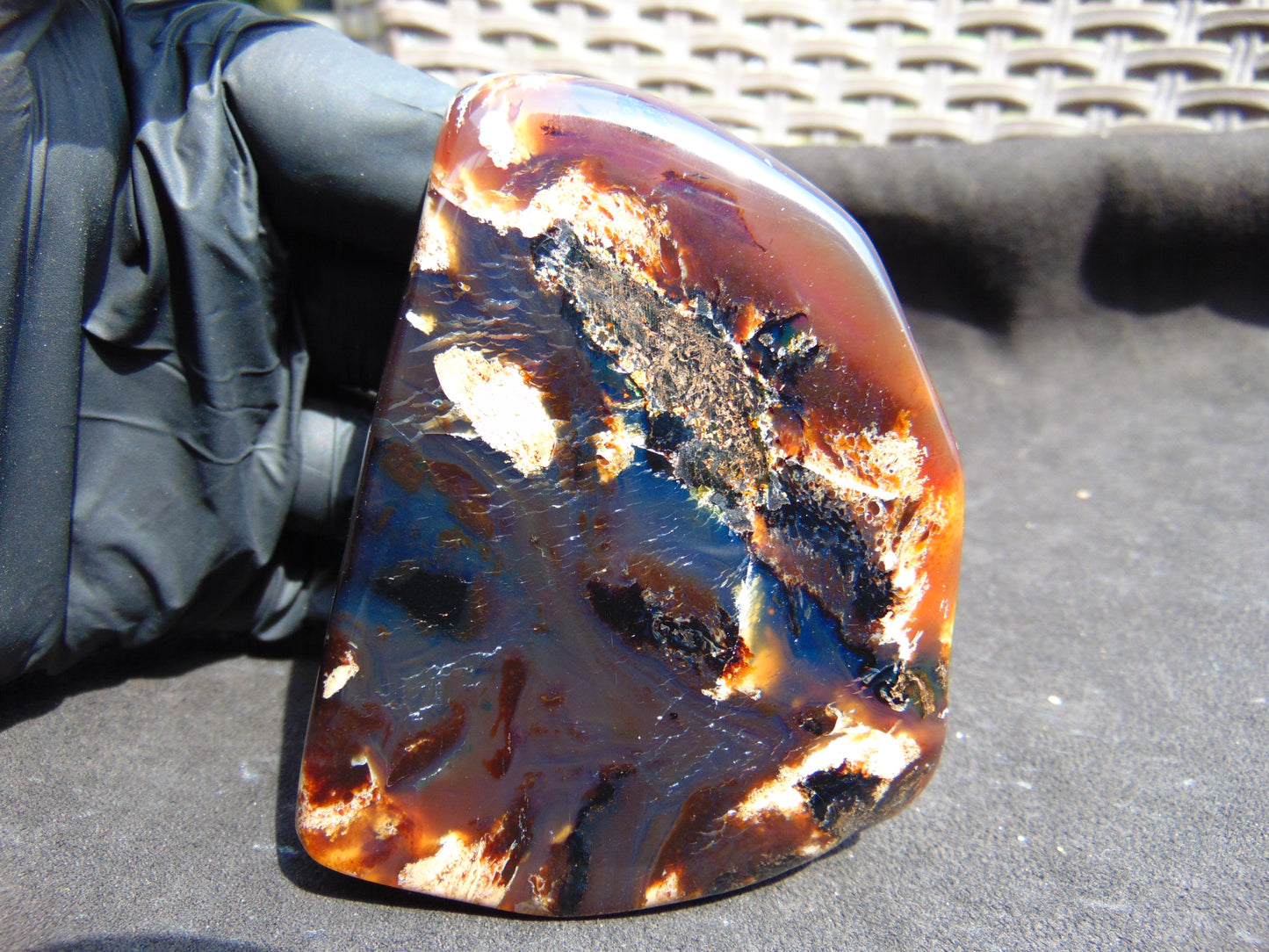 84 gram Slab polished Indonesian Sumatra Blue Red Amber for Healing 25A199