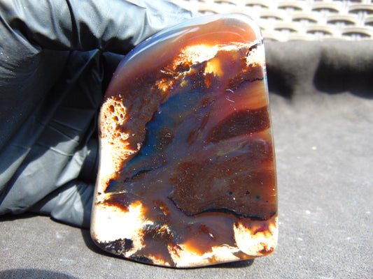 84 gram Slab polished Indonesian Sumatra Blue Red Amber for Healing 25A199