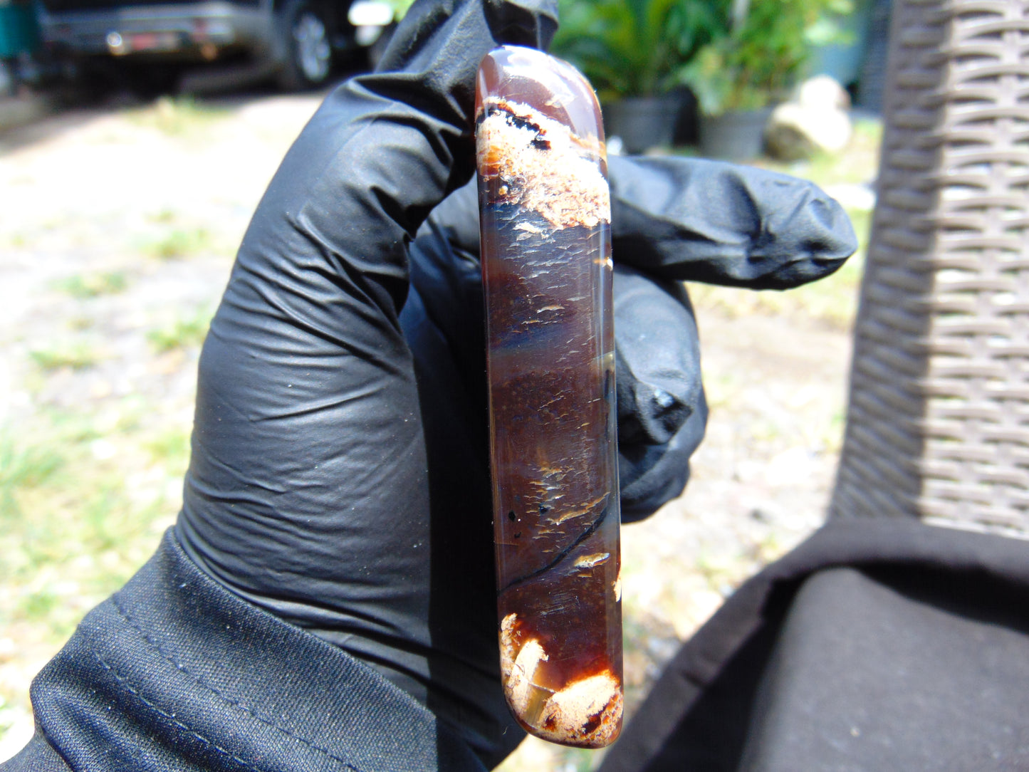 84 gram Slab polished Indonesian Sumatra Blue Red Amber for Healing 25A199