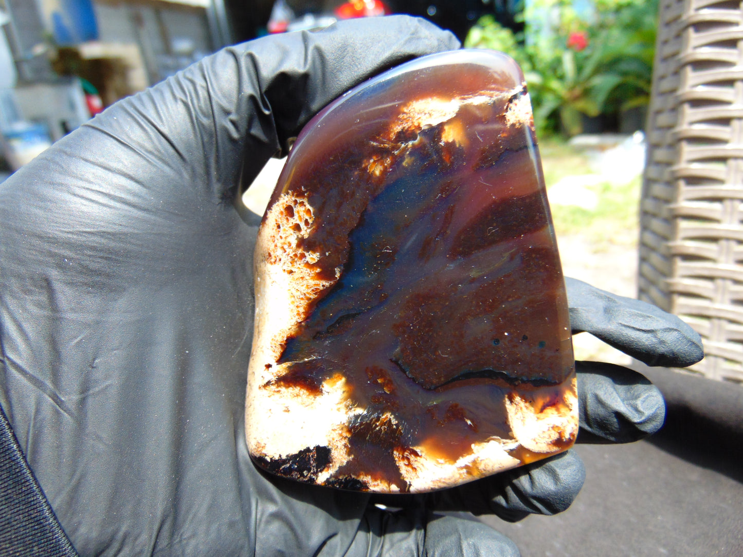 84 gram Slab polished Indonesian Sumatra Blue Red Amber for Healing 25A199