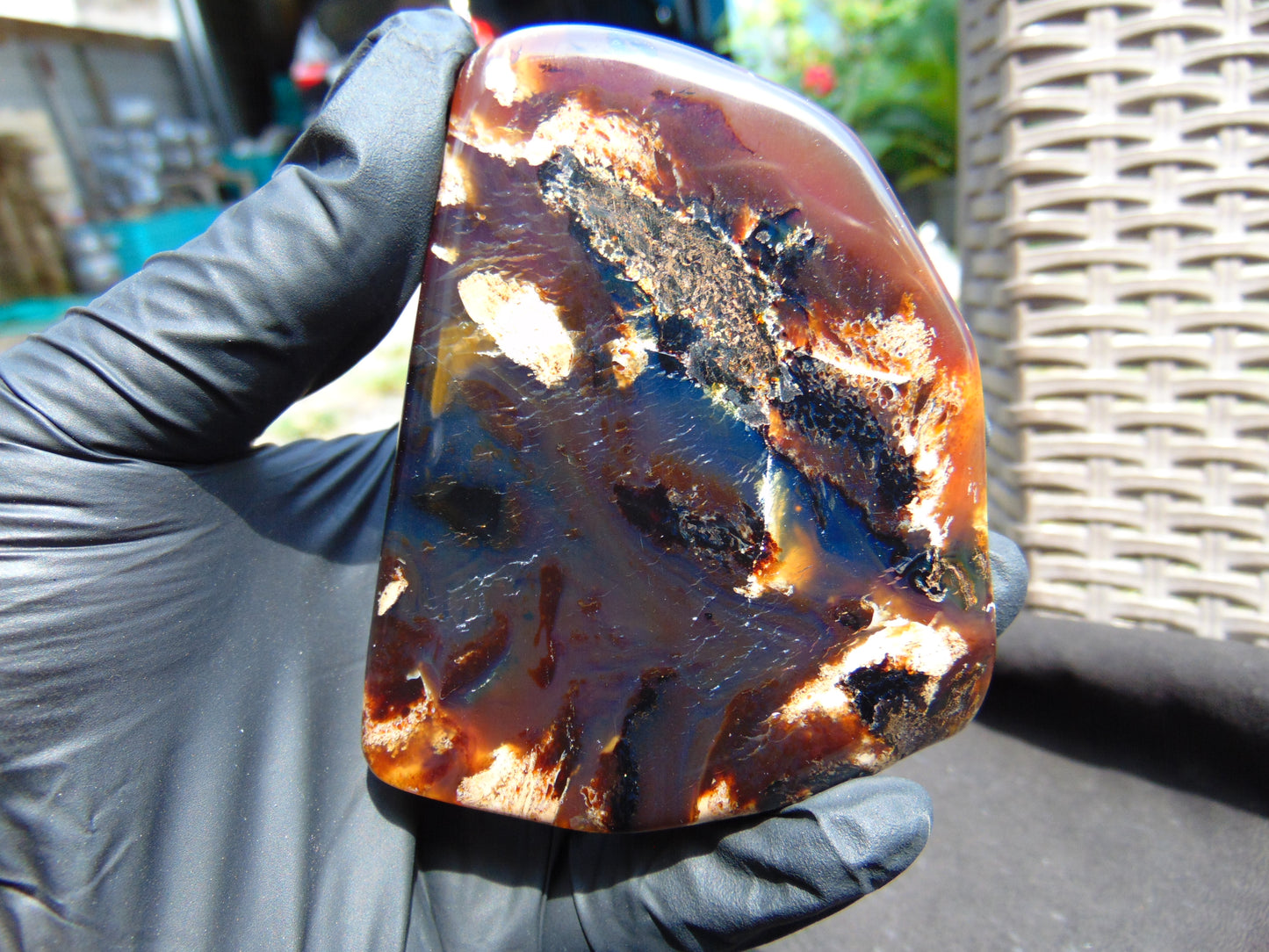 84 gram Slab polished Indonesian Sumatra Blue Red Amber for Healing 25A199