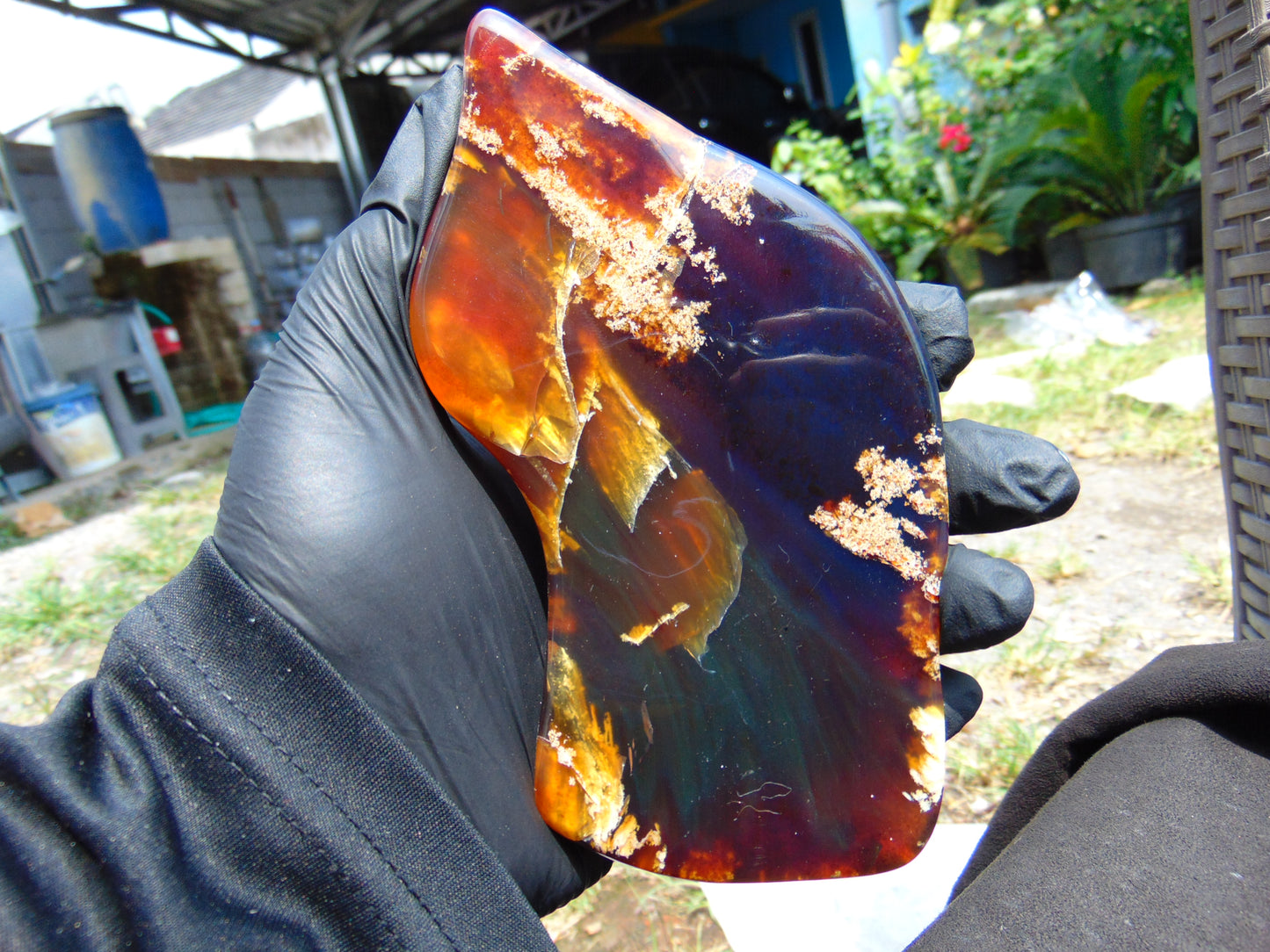 133 gram Slab polished Indonesian Sumatra Blue Amber for Healing 25N162