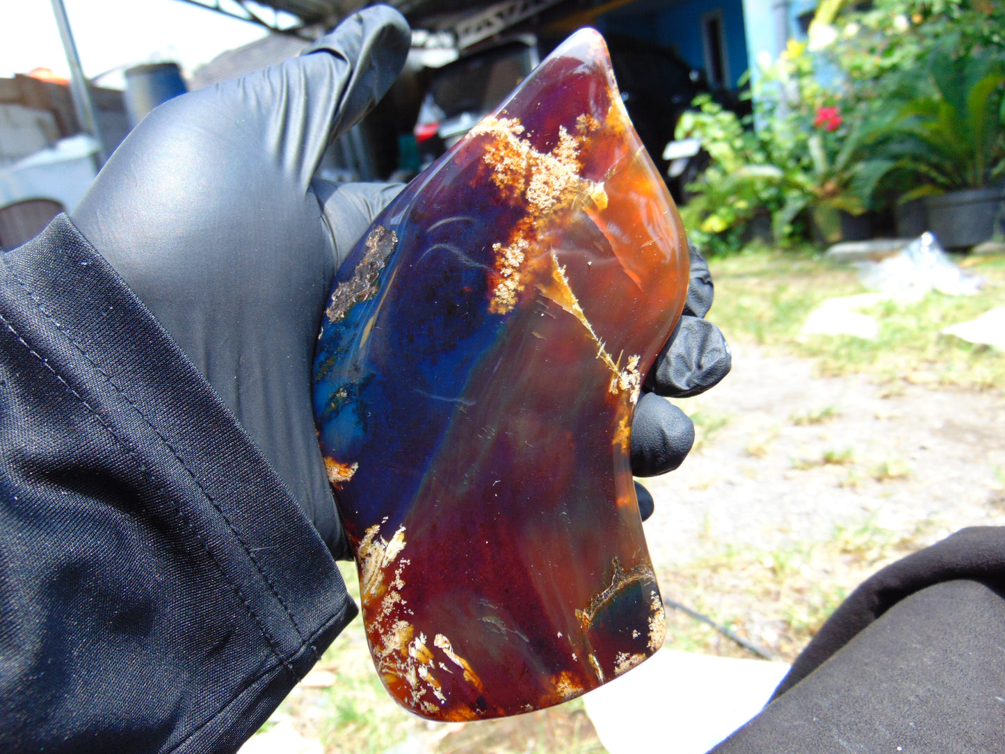 133 gram Slab polished Indonesian Sumatra Blue Amber for Healing 25N162