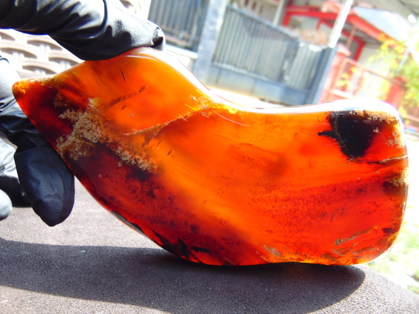 133 gram Slab polished Indonesian Sumatra Blue Amber for Healing 25N162