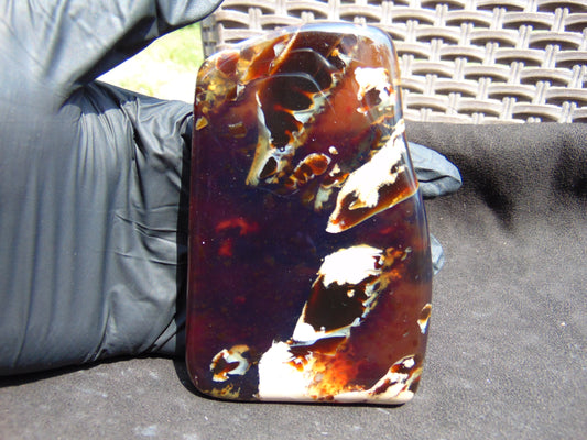 110 gram Slab polished Indonesian Sumatra Zebra Amber for Healing 25N149