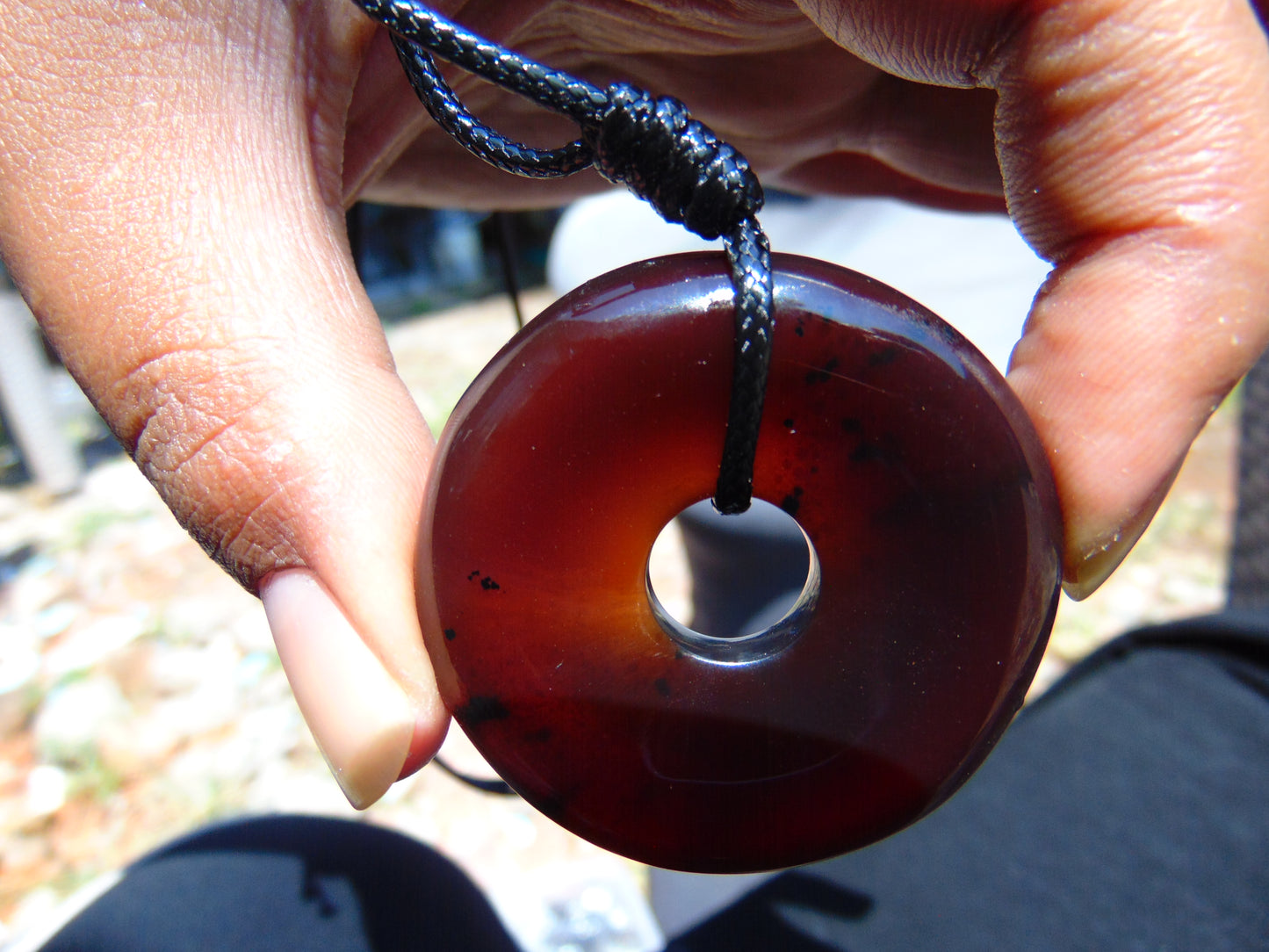 13 gr Donut Pendant Indonesian Blue Amber for Healing 26Y37