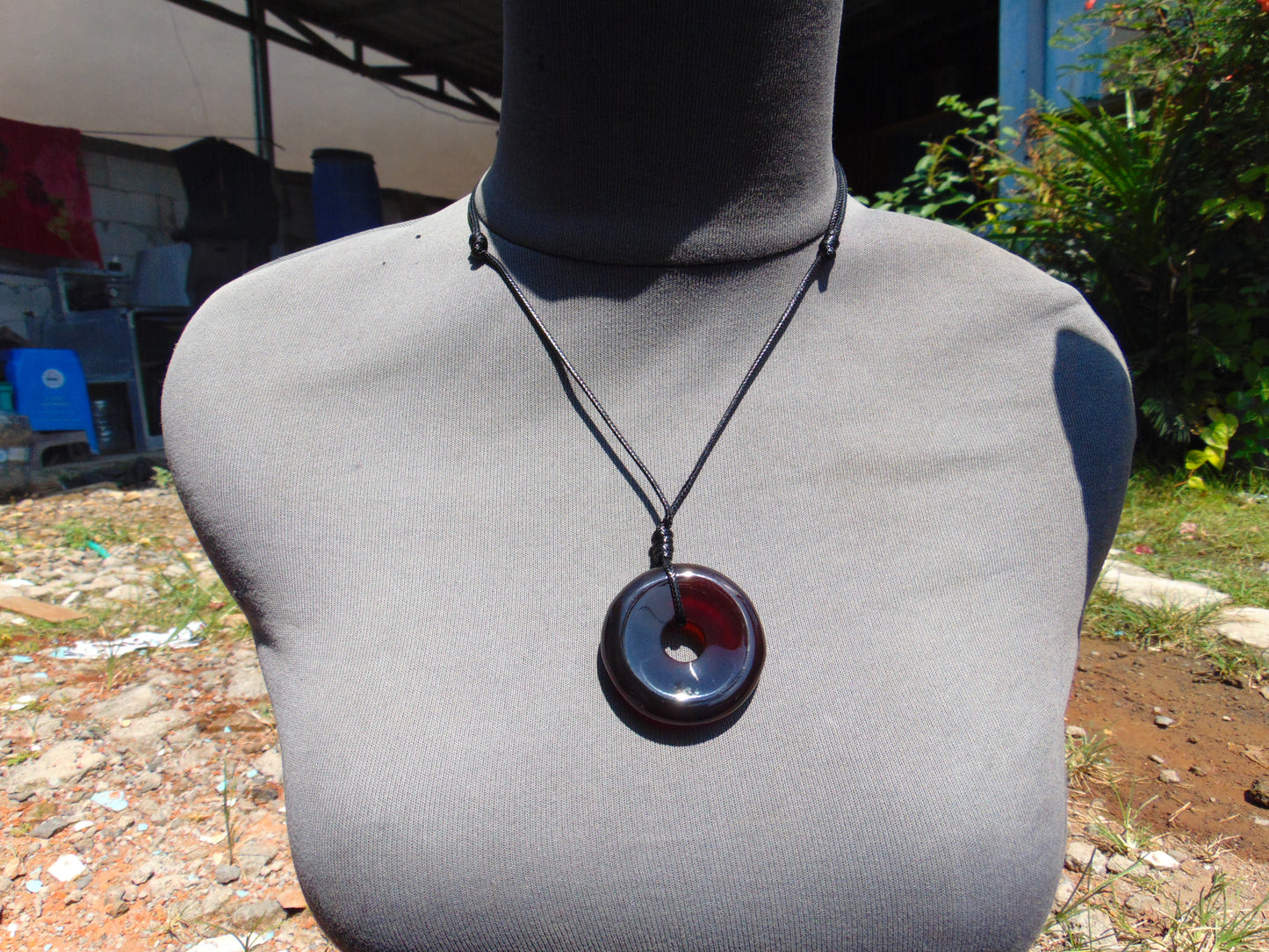 13 gr Donut Pendant Indonesian Blue Amber for Healing 26Y37