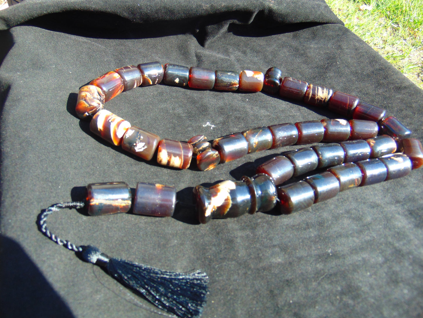 308 gr Big Tasbih Komboloi Rosary 35 Beads 20x30 mm Indonesian Dark Blue Amber for Healing 26TBER13