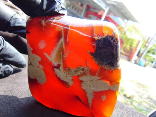 116 gram Slab polished Indonesian Sumatra Purple Red Amber for Healing 25N145