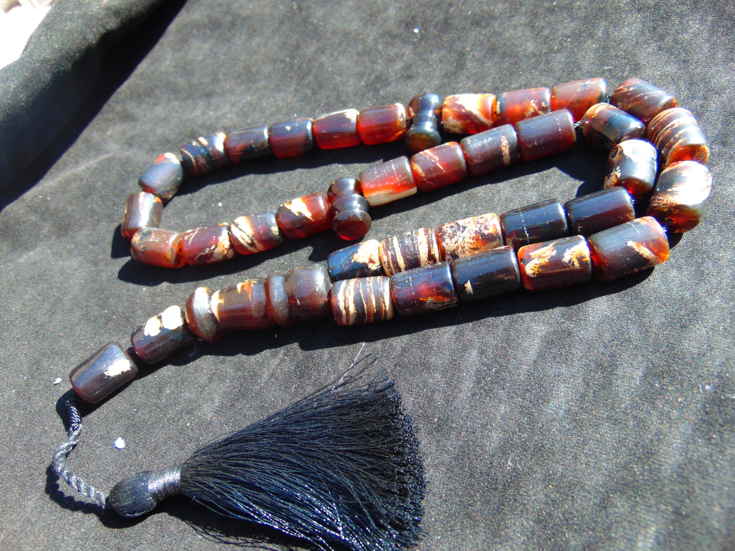 109 gr Komboloi Rosary 35 Beads 12x16 mm Indonesian White Red Amber for Healing 26TBER3