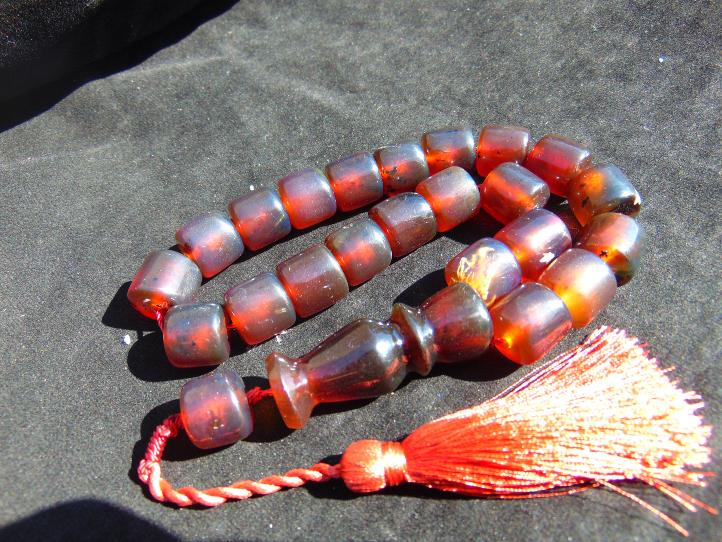 62 gr Komboloi Rosary 62 Beads Indonesian Red Blue Amber for Healing 26COER2